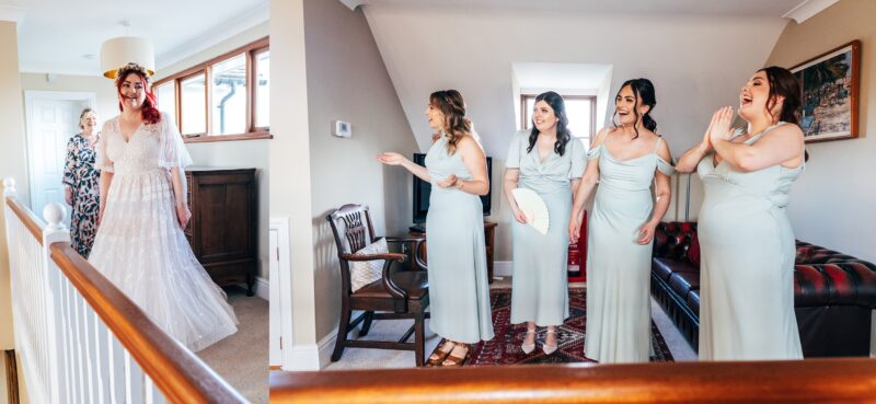 Spring pastels and a rainbow for an intimate wedding at Tuffon Hall Vineyard. Essex Documentary Wedding Photographer