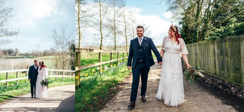 Spring pastels and a rainbow for an intimate wedding at Tuffon Hall Vineyard. Essex Documentary Wedding Photographer