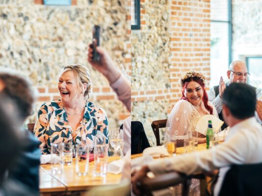 Spring pastels and a rainbow for an intimate wedding at Tuffon Hall Vineyard. Essex Documentary Wedding Photographer