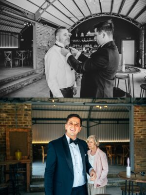 Spring brights & black tie for rustic glamour at The Barns at Lodge Farm. Essex documentary wedding photographer