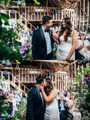 Spring brights & black tie for rustic glamour at The Barns at Lodge Farm. Essex documentary wedding photographer