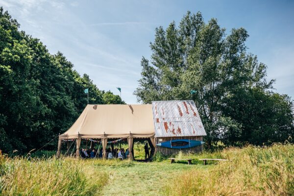 Chilled out festival vibes for Amy & Dom at Wilderness Wedding Venue. Essex & Kent documentary wedding photographer