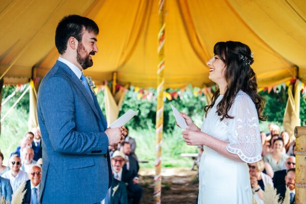 Chilled out festival vibes for Amy & Dom at Wilderness Wedding Venue. Essex & Kent documentary wedding photographer