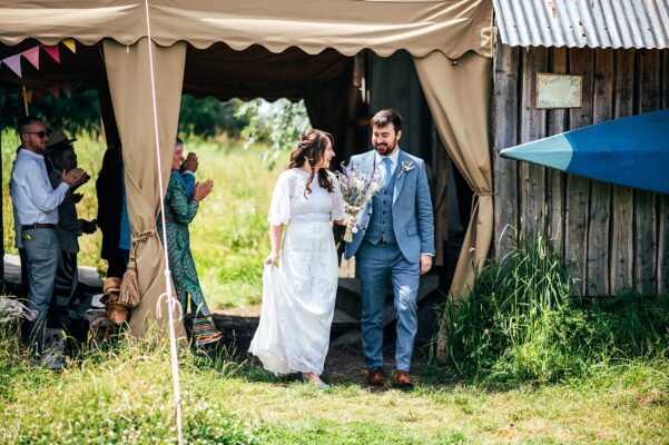 Chilled out festival vibes for Amy & Dom at Wilderness Wedding Venue. Essex & Kent documentary wedding photographer