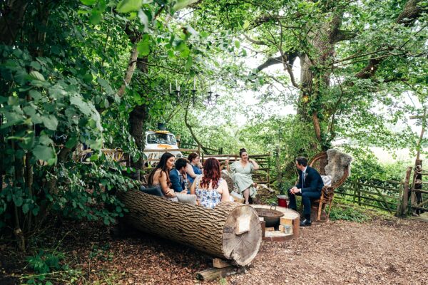 Chilled out festival vibes for Amy & Dom at Wilderness Wedding Venue. Essex & Kent documentary wedding photographer