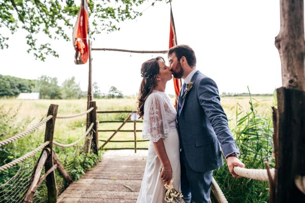 Chilled out festival vibes for Amy & Dom at Wilderness Wedding Venue. Essex & Kent documentary wedding photographer