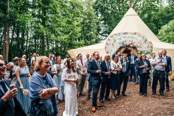 Chilled out festival vibes for Amy & Dom at Wilderness Wedding Venue. Essex & Kent documentary wedding photographer