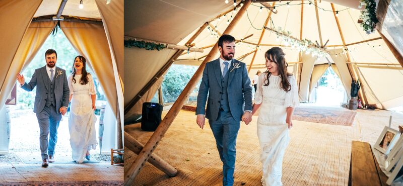 Chilled out festival vibes for Amy & Dom at Wilderness Wedding Venue. Essex & Kent documentary wedding photographer