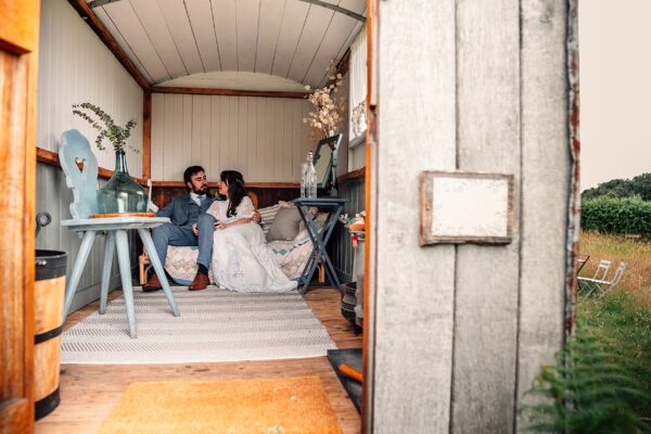 Chilled out festival vibes for Amy & Dom at Wilderness Wedding Venue. Essex & Kent documentary wedding photographer