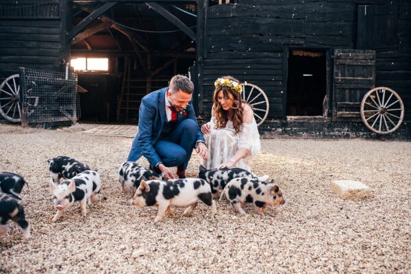 Disco balls, piglets & summer brights for an ultra chill, boho wedding vibe at South Farm Essex Hertfordshire Wedding Photographer