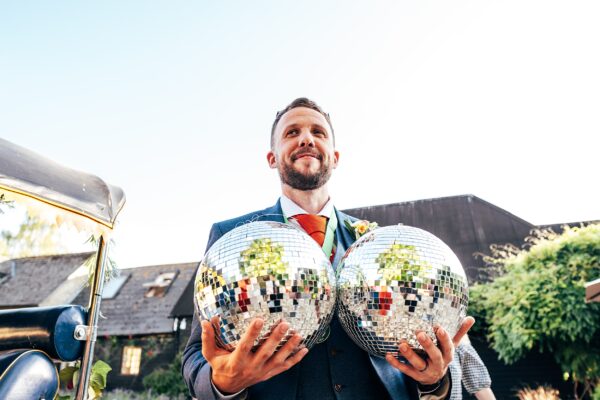 Disco balls, piglets & summer brights for an ultra chill, boho wedding vibe at South Farm Essex Hertfordshire Wedding Photographer