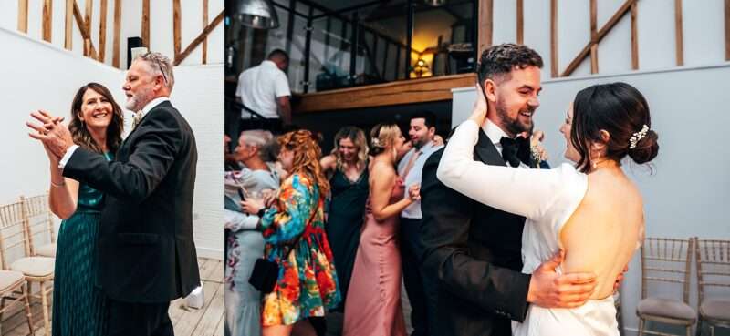 Impossibly chic, black tie wedding at The Hare's Field, with Bridesmaids in mismatched pinks and dried flowers. Best Essex Documentary Wedding Photographer