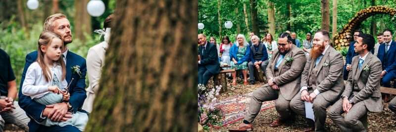 Guests watch woodland ceremony at Captains Wood Barn