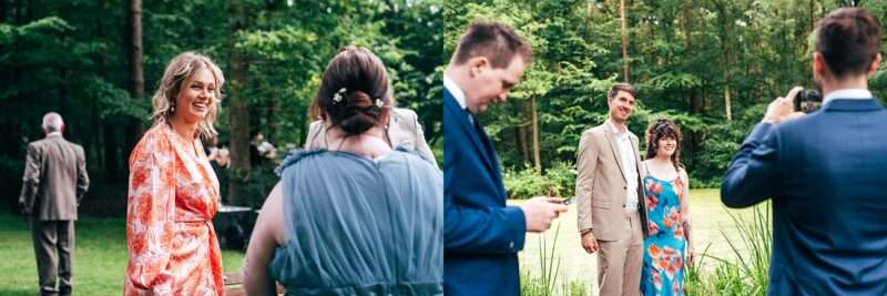 Guests enjoy drinks reception at Captains Wood Barn