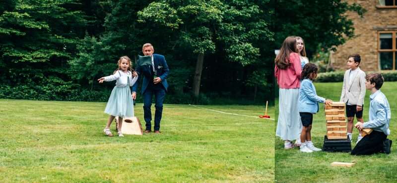 Guests play lawn games at Captains Wood Barn