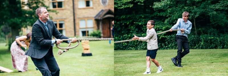 Guests play tug of war at Captains Wood Barn