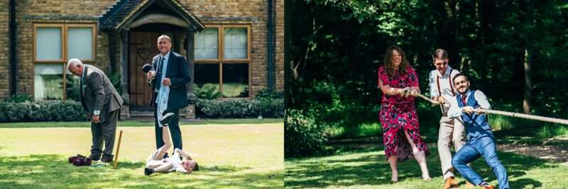 Guests play lawn games at Captains Wood Barn