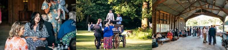 Wedding guests enjoy summer evening at Captains Wood Barn