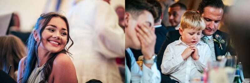 Guests listen to speeches in Essex back garden tipi wedding