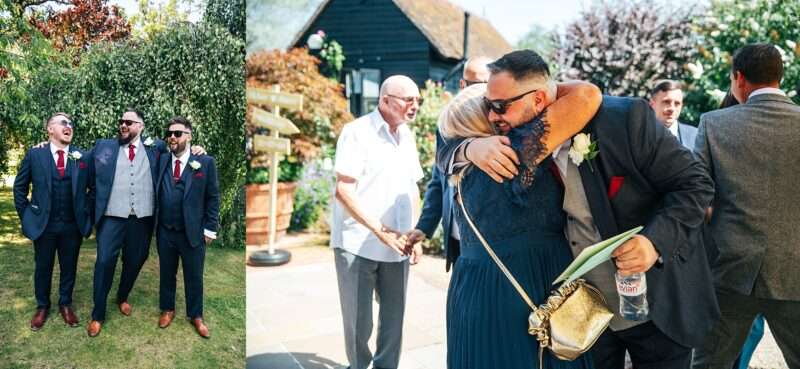 "Rustic barn summer wedding at Blake Hall in Essex with relaxed and happy bride and groom captured in a natural documentary style, perfect for anxious or nervous couples seeking authentic and beautiful wedding photography."