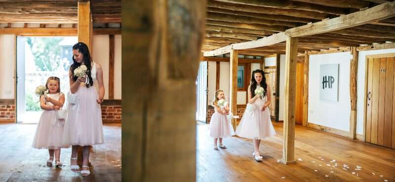 "Rustic barn summer wedding at Blake Hall in Essex with relaxed and happy bride and groom captured in a natural documentary style, perfect for anxious or nervous couples seeking authentic and beautiful wedding photography."