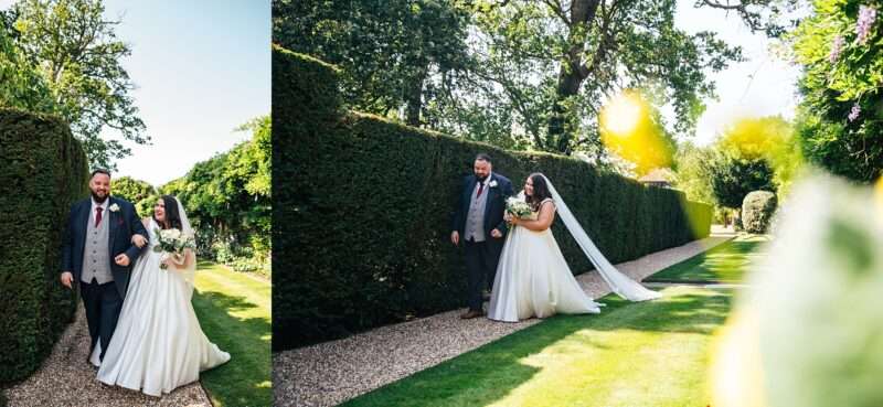 "Rustic barn summer wedding at Blake Hall in Essex with relaxed and happy bride and groom captured in a natural documentary style, perfect for anxious or nervous couples seeking authentic and beautiful wedding photography."