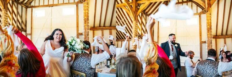 "Rustic barn summer wedding at Blake Hall in Essex with relaxed and happy bride and groom captured in a natural documentary style, perfect for anxious or nervous couples seeking authentic and beautiful wedding photography."