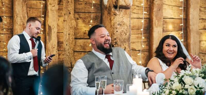 "Rustic barn summer wedding at Blake Hall in Essex with relaxed and happy bride and groom captured in a natural documentary style, perfect for anxious or nervous couples seeking authentic and beautiful wedding photography."