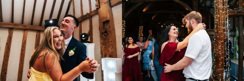 "Rustic barn summer wedding at Blake Hall in Essex with relaxed and happy bride and groom captured in a natural documentary style, perfect for anxious or nervous couples seeking authentic and beautiful wedding photography."