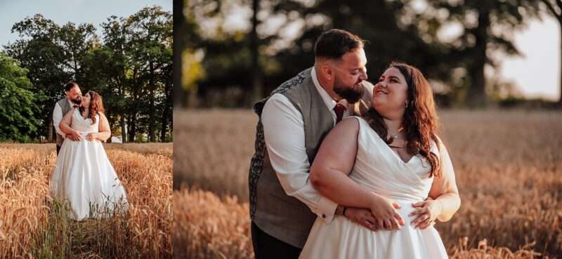 "Rustic barn summer wedding at Blake Hall in Essex with relaxed and happy bride and groom captured in a natural documentary style, perfect for anxious or nervous couples seeking authentic and beautiful wedding photography."