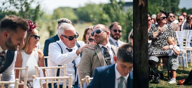 "Outdoor summer wedding at The Boundary in Essex with relaxed and happy bride and groom captured in a natural documentary style, perfect for anxious or nervous couples seeking authentic and beautiful wedding photography."