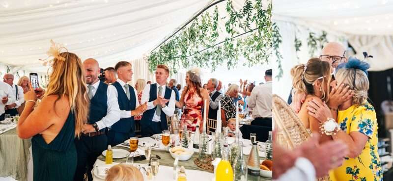 "Outdoor summer wedding at The Boundary in Essex with relaxed and happy bride and groom captured in a natural documentary style, perfect for anxious or nervous couples seeking authentic and beautiful wedding photography."