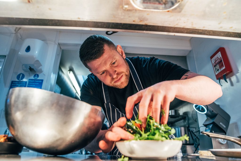 Essex Branding, Content and Head Shot photographer chef prepares salad at House by Hilly Gant