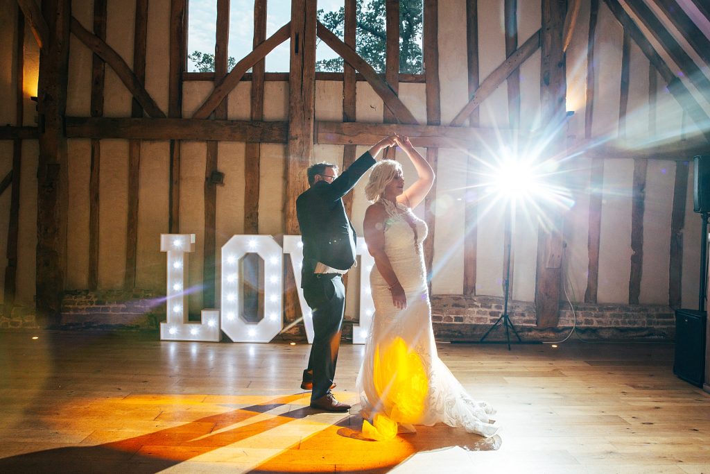 bride and groom on dance floor