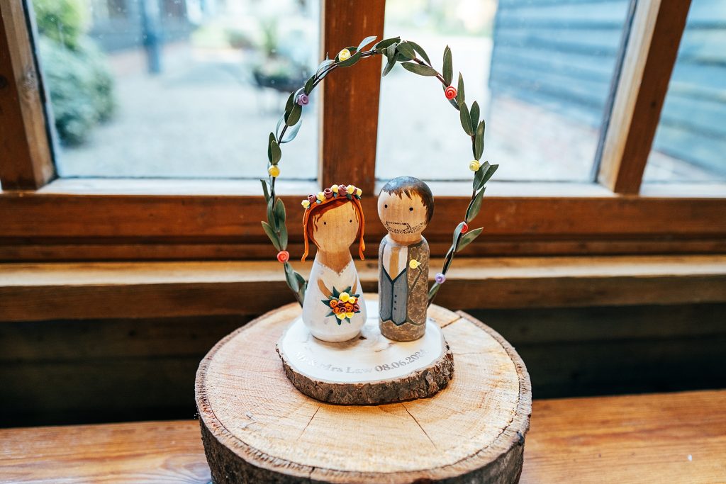wooden bride and groom cake topper