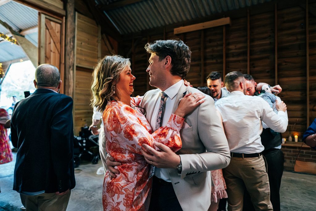 wedding guests on dance floor