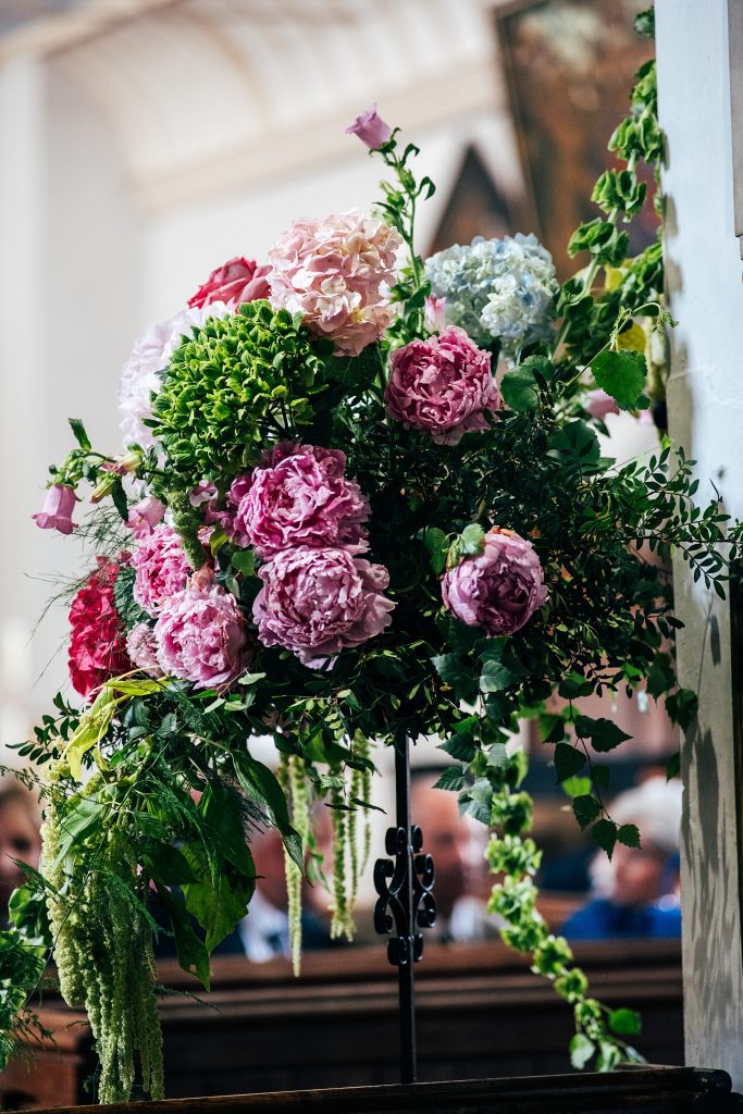 wild trailing flower display in church