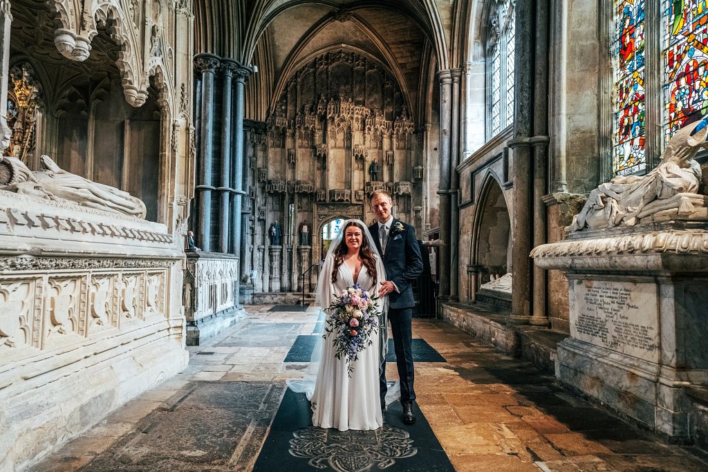 bride and groom Ely Cathedral
