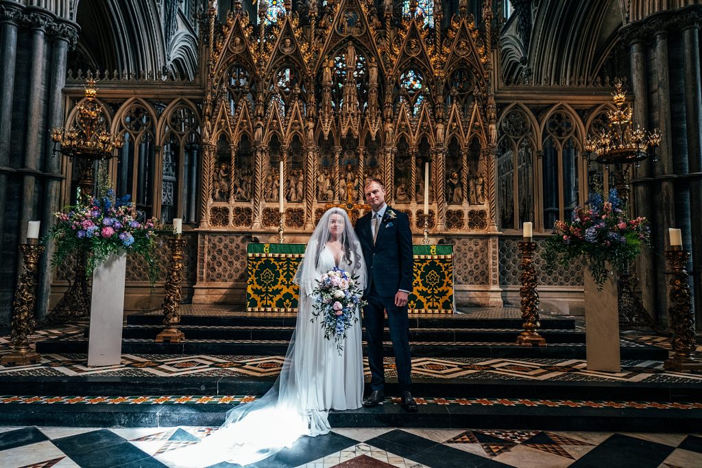 Bride in Groom in Ely Cathedral