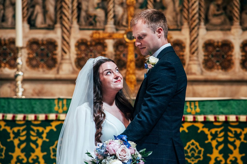 Bride in Groom in Ely Cathedral