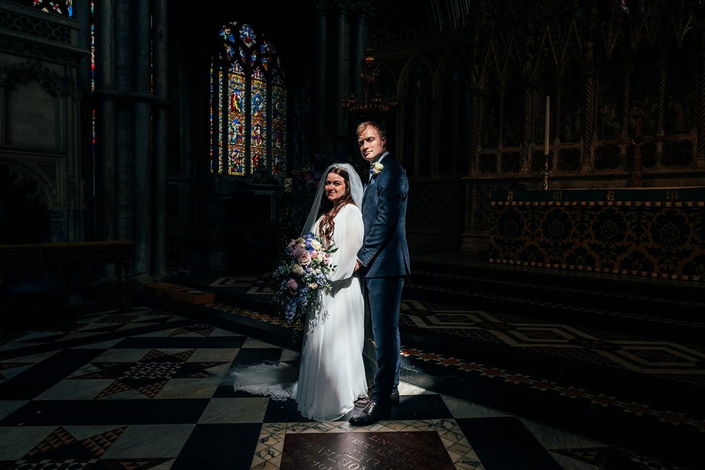 Bride in Groom in Ely Cathedral