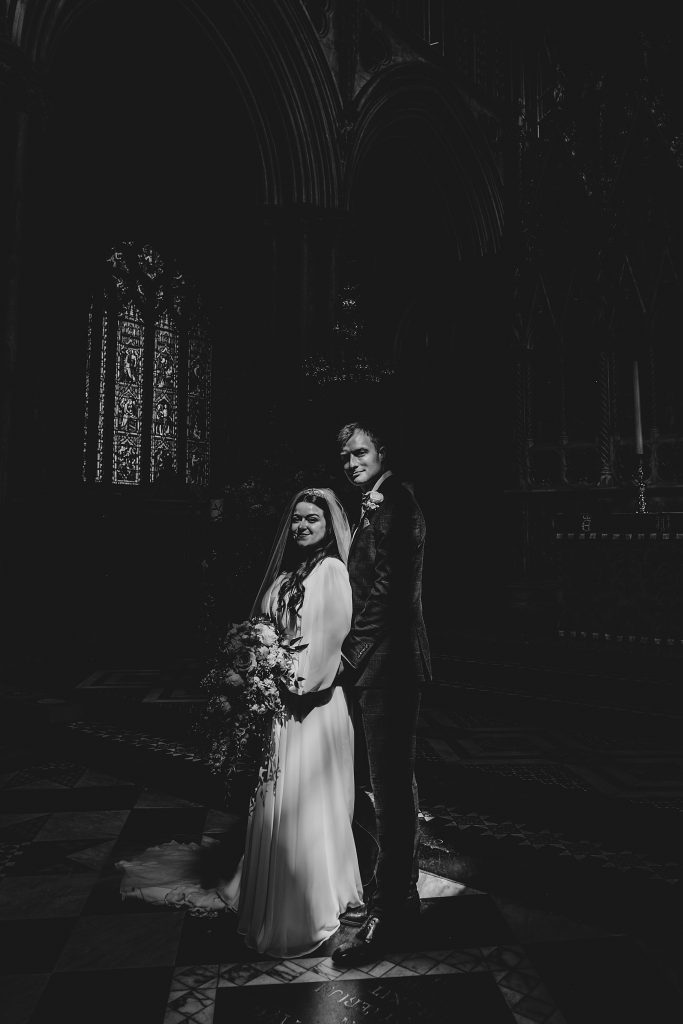 Bride in Groom in Ely Cathedral