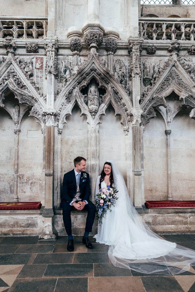 Bride in Groom in Ely Cathedral