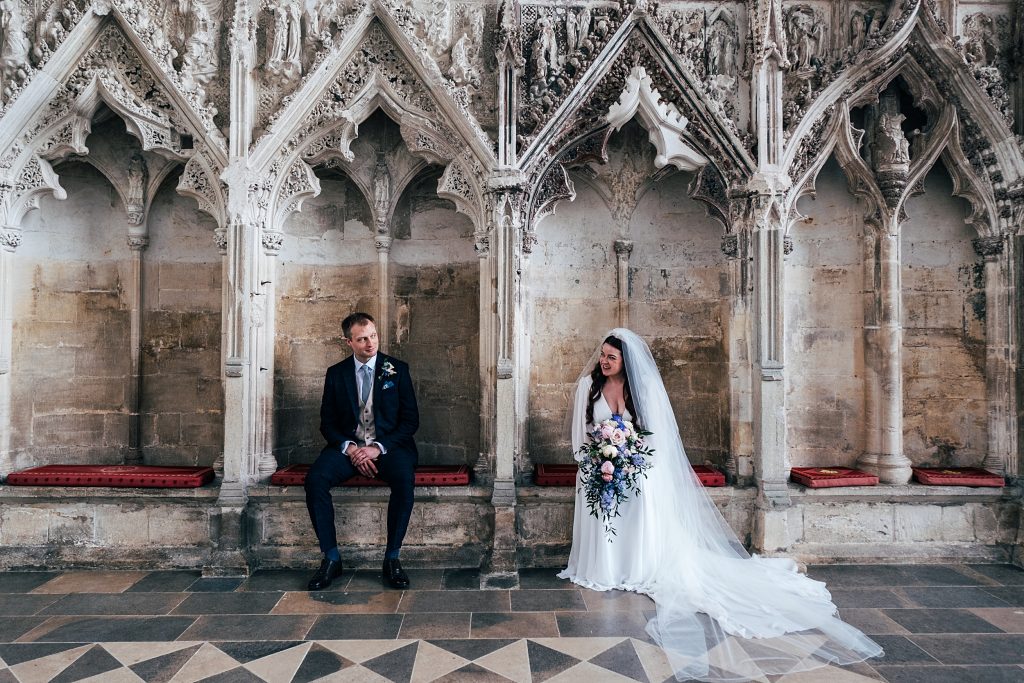 Bride in Groom in Ely Cathedral
