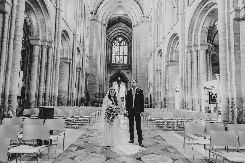 Bride in Groom in Ely Cathedral