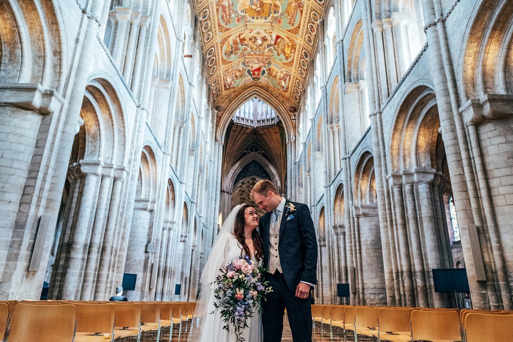 Bride in Groom in Ely Cathedral