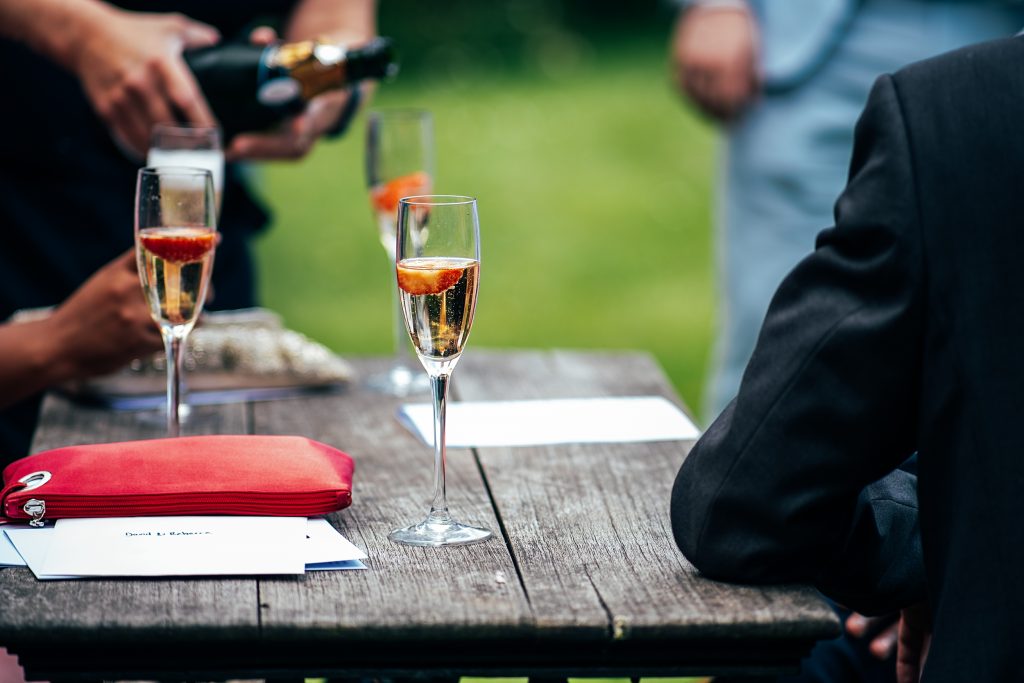 champagne with strawberries