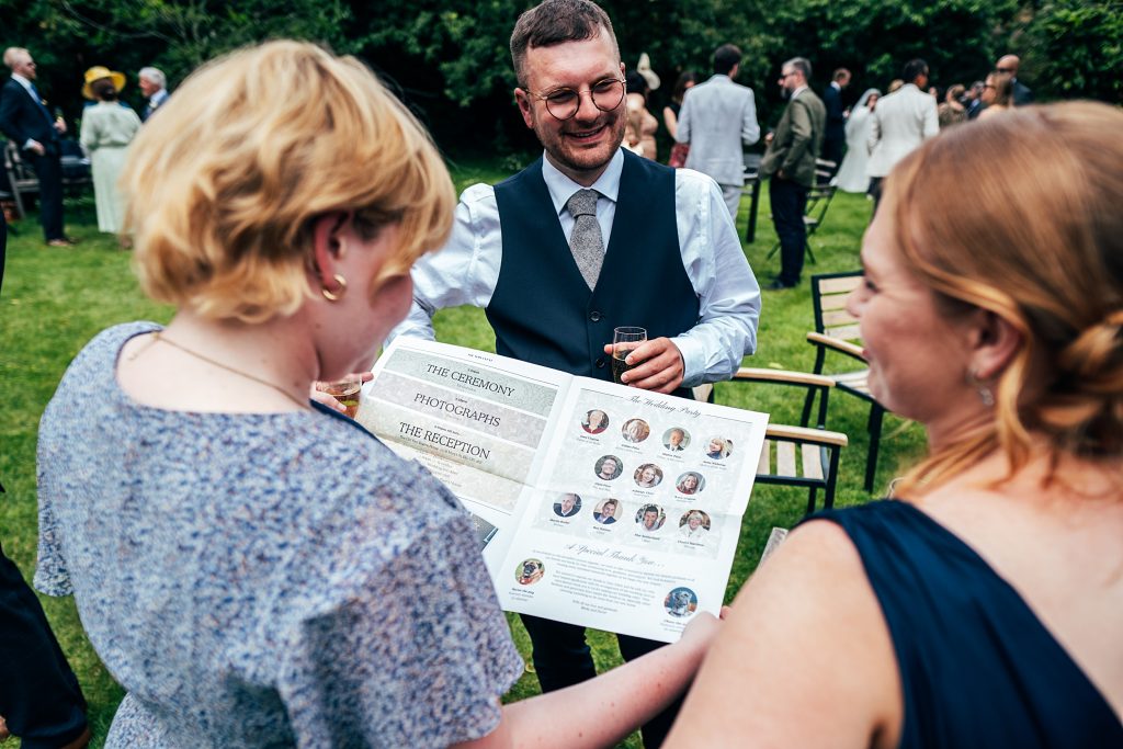 wedding guests enjoy garden reception