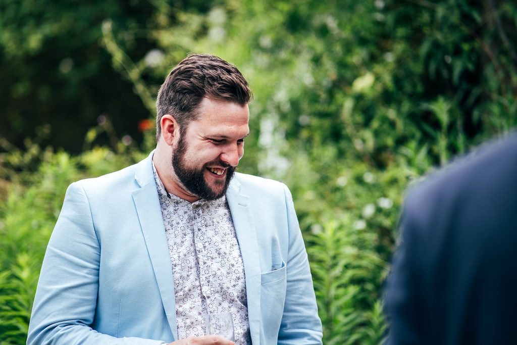 wedding guests enjoy garden reception