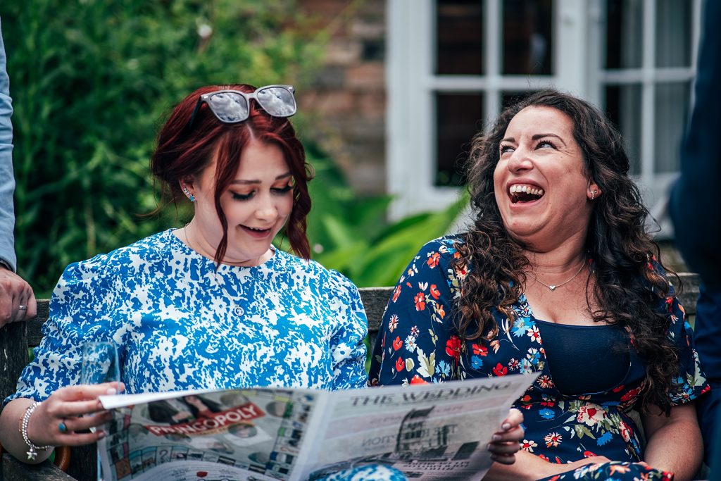 wedding guests enjoy garden reception